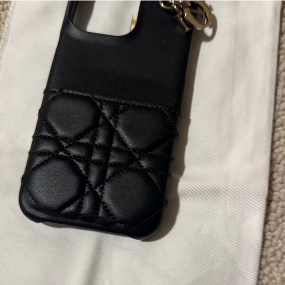 Dior Black Quilted Charm Phone Case - Picture 7 of 9
